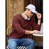 image:imageCOOFANDY Mens Casual Crewneck Sweater Long Sleeve Waffle Knit PulloverWine Red