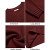 image:imageCOOFANDY Mens Casual Crewneck Sweater Long Sleeve Waffle Knit PulloverWine Red