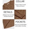 image:imageCOOFANDY Mens Knit Long Sleeve Polo Shirt Sweater VNeck Textured PulloverLight Brown