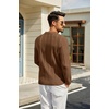 image:imageCOOFANDY Mens Knit Long Sleeve Polo Shirt Sweater VNeck Textured PulloverLight Brown