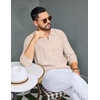 image:imageCOOFANDY Mens Knit Long Sleeve Polo Shirt Sweater VNeck Textured PulloverLight Khaki