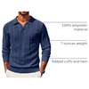 image:imageCOOFANDY Mens Knit Long Sleeve Polo Shirt Sweater VNeck Textured PulloverNavy Blue