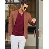image:imageCOOFANDY Mens Knit Long Sleeve Polo Shirt Sweater VNeck Textured PulloverWine Red
