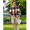 image:imageCOOFANDY Mens Plaid Crew Neck Sweater Long Sleeve Knit PulloverA01 Brown and Orange