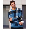 image:imageCOOFANDY Mens Plaid Crew Neck Sweater Long Sleeve Knit PulloverBlue