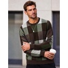 image:imageCOOFANDY Mens Plaid Crew Neck Sweater Long Sleeve Knit PulloverBrown  Army Green