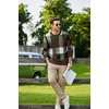 image:imageCOOFANDY Mens Plaid Crew Neck Sweater Long Sleeve Knit PulloverBrown  Army Green