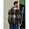 image:imageCOOFANDY Mens Plaid Crew Neck Sweater Long Sleeve Knit PulloverBrown  Army Green