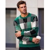 image:imageCOOFANDY Mens Plaid Crew Neck Sweater Long Sleeve Knit PulloverDark Green