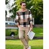 image:imageCOOFANDY Mens Plaid Crew Neck Sweater Long Sleeve Knit PulloverLight Khaki