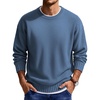 image:imageCOOFANDY Mens Casual Crewneck Sweater Long Sleeve Waffle Knit PulloverBlue