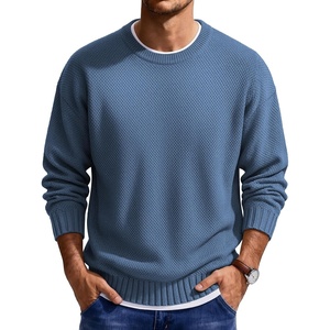image:imageCOOFANDY Mens Casual Crewneck Sweater Long Sleeve Waffle Knit PulloverBlue