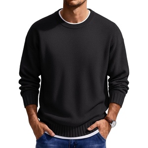 image:imageCOOFANDY Mens Casual Crewneck Sweater Long Sleeve Waffle Knit PulloverClassic Black