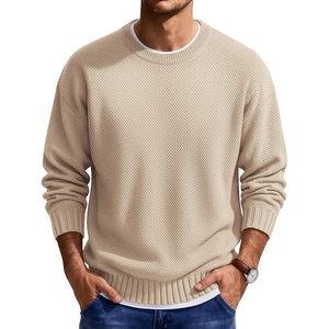 image:imageCOOFANDY Mens Casual Crewneck Sweater Long Sleeve Waffle Knit PulloverKhaki