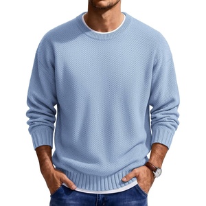 image:imageCOOFANDY Mens Casual Crewneck Sweater Long Sleeve Waffle Knit PulloverLight Blue