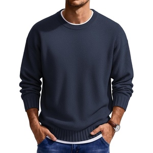 image:imageCOOFANDY Mens Casual Crewneck Sweater Long Sleeve Waffle Knit PulloverMidnight Blue