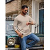 image:imageCOOFANDY Mens T Shirts Long Sleeve Cotton Blend TShirts Casual Crew Neck Soft Basic Tee ShirtsLight Khaki