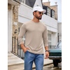 image:imageCOOFANDY Mens T Shirts Long Sleeve Cotton Blend TShirts Casual Crew Neck Soft Basic Tee ShirtsLight Khaki