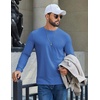 image:imageCOOFANDY Mens T Shirts Long Sleeve Cotton Blend TShirts Crew Neck Soft Casual Basic Tee ShirtsBlue