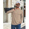 image:imageCOOFANDY Mens T Shirts Long Sleeve Cotton Blend TShirts Crew Neck Soft Casual Basic Tee ShirtsKhaki