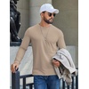 image:imageCOOFANDY Mens T Shirts Long Sleeve Cotton Blend TShirts Crew Neck Soft Casual Basic Tee ShirtsKhaki