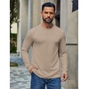image:imageCOOFANDY Mens T Shirts Long Sleeve Cotton Blend TShirts Crew Neck Soft Casual Basic Tee ShirtsKhaki