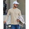 image:imageCOOFANDY Mens T Shirts Long Sleeve Cotton Blend TShirts Crew Neck Soft Casual Basic Tee ShirtsMoon Khaki