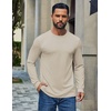 image:imageCOOFANDY Mens T Shirts Long Sleeve Cotton Blend TShirts Crew Neck Soft Casual Basic Tee ShirtsMoon Khaki