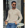 image:imageCOOFANDY Mens T Shirts Long Sleeve Cotton Blend TShirts Crew Neck Soft Casual Basic Tee ShirtsMoon Khaki