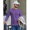 image:imageCOOFANDY Mens T Shirts Long Sleeve Cotton Blend TShirts Crew Neck Soft Casual Basic Tee ShirtsPurple