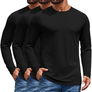 image:imageCOOFANDY Mens T Shirts Long Sleeve Cotton Blend TShirts Casual Crew Neck Soft Basic Tee ShirtsBlack 3 Pack