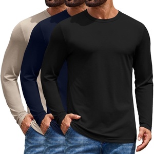 image:imageCOOFANDY Mens T Shirts Long Sleeve Cotton Blend TShirts Casual Crew Neck Soft Basic Tee ShirtsBlackBlue VioletLight Khaki 3 Pack