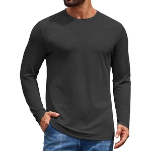 image:imageCOOFANDY Mens T Shirts Long Sleeve Cotton Blend TShirts Casual Crew Neck Soft Basic Tee ShirtsDark Grey