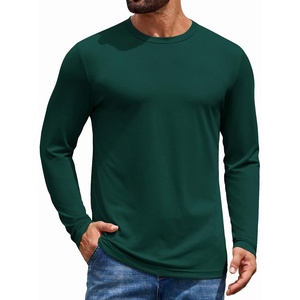image:imageCOOFANDY Mens T Shirts Long Sleeve Cotton Blend TShirts Casual Crew Neck Soft Basic Tee ShirtsLake Green