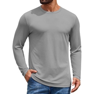 image:imageCOOFANDY Mens T Shirts Long Sleeve Cotton Blend TShirts Casual Crew Neck Soft Basic Tee ShirtsLight Gray