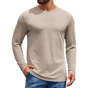 image:imageCOOFANDY Mens T Shirts Long Sleeve Cotton Blend TShirts Casual Crew Neck Soft Basic Tee ShirtsLight Khaki