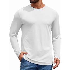 image:imageCOOFANDY Mens T Shirts Long Sleeve Cotton Blend TShirts Casual Crew Neck Soft Basic Tee ShirtsWhite