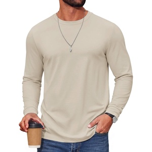 image:imageCOOFANDY Mens T Shirts Long Sleeve Cotton Blend TShirts Crew Neck Soft Casual Basic Tee ShirtsMoon Khaki