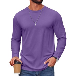 image:imageCOOFANDY Mens T Shirts Long Sleeve Cotton Blend TShirts Crew Neck Soft Casual Basic Tee ShirtsPurple
